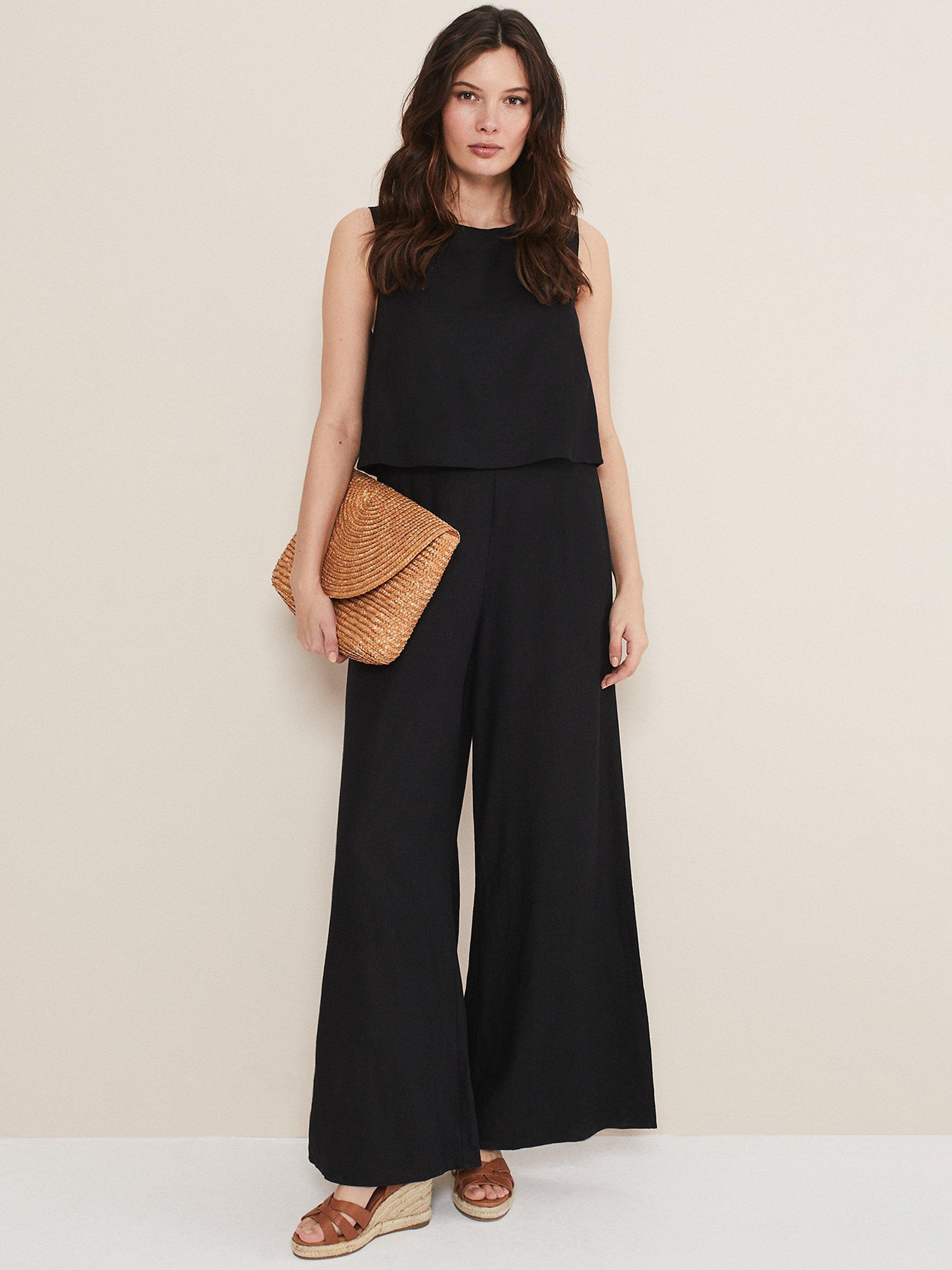 Phase Eight Aubrey Linen Blend Jumpsuit, Black