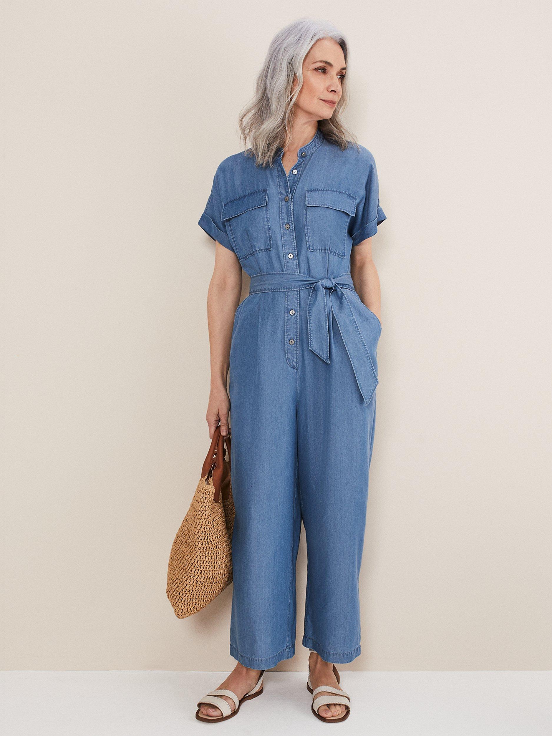 Phase Eight Lyla Wide Leg Jumpsuit, Chambray