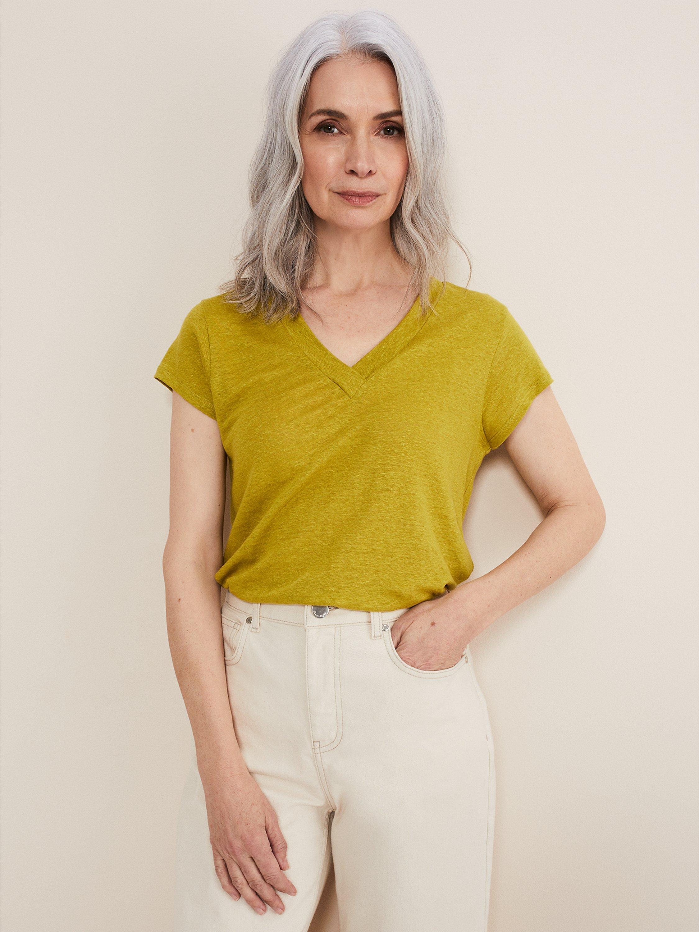 Phase Eight Emera Linen T-Shirt, Lime