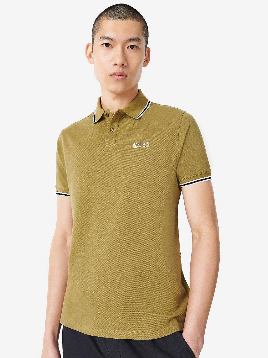 Barbour International Rider Tipped Polo Shirt, Archive Olive, XXL
