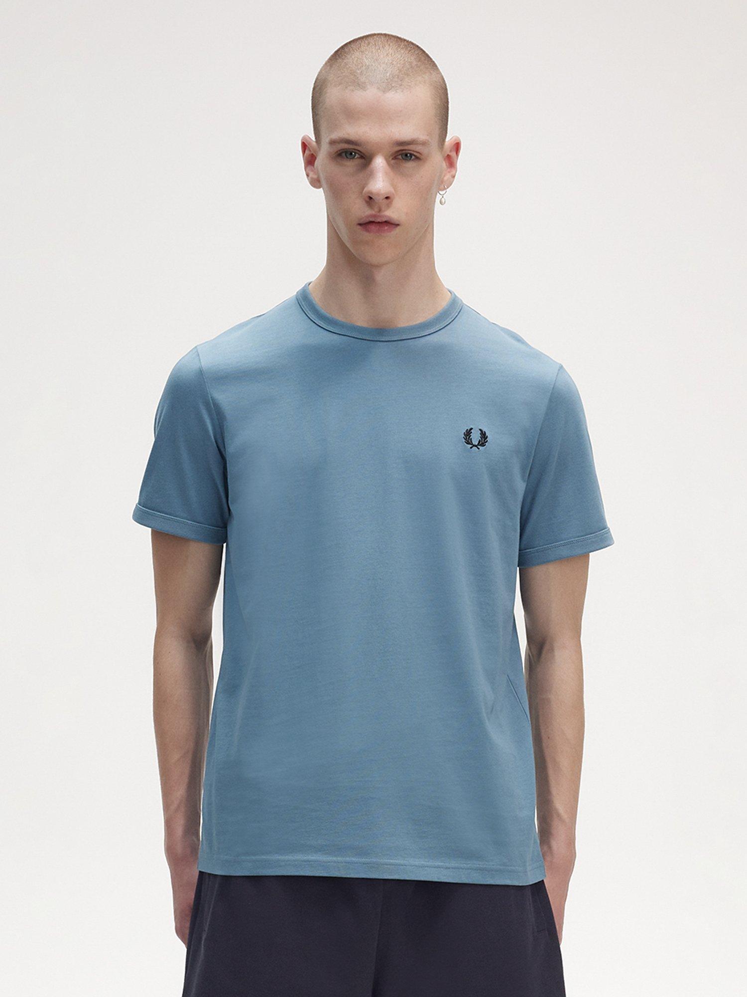 Fred Perry Ringer T-Shirt, Ash Blue, XXL