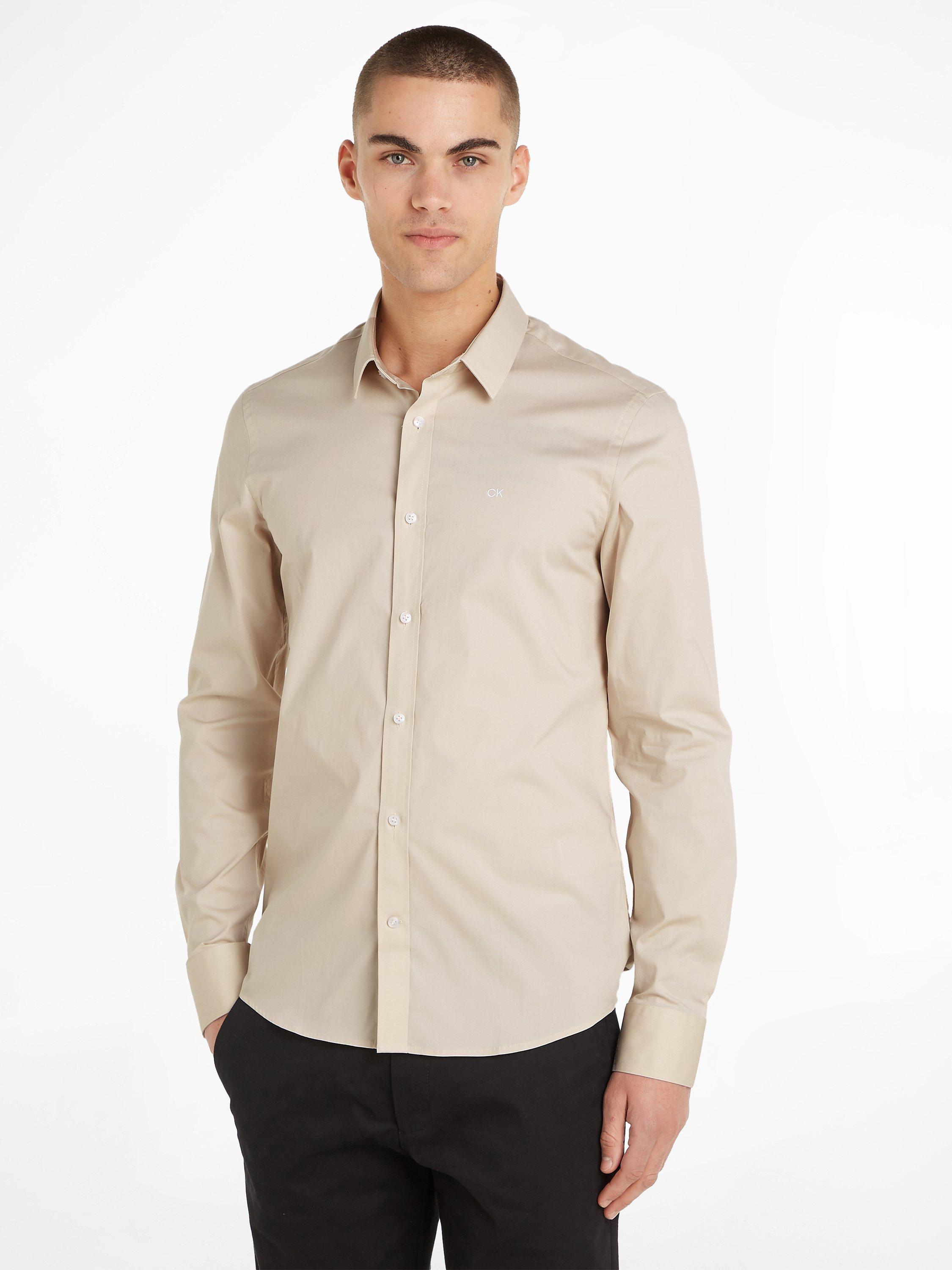 Calvin Klein Cotton Slim Fit Shirt, Stony Beige