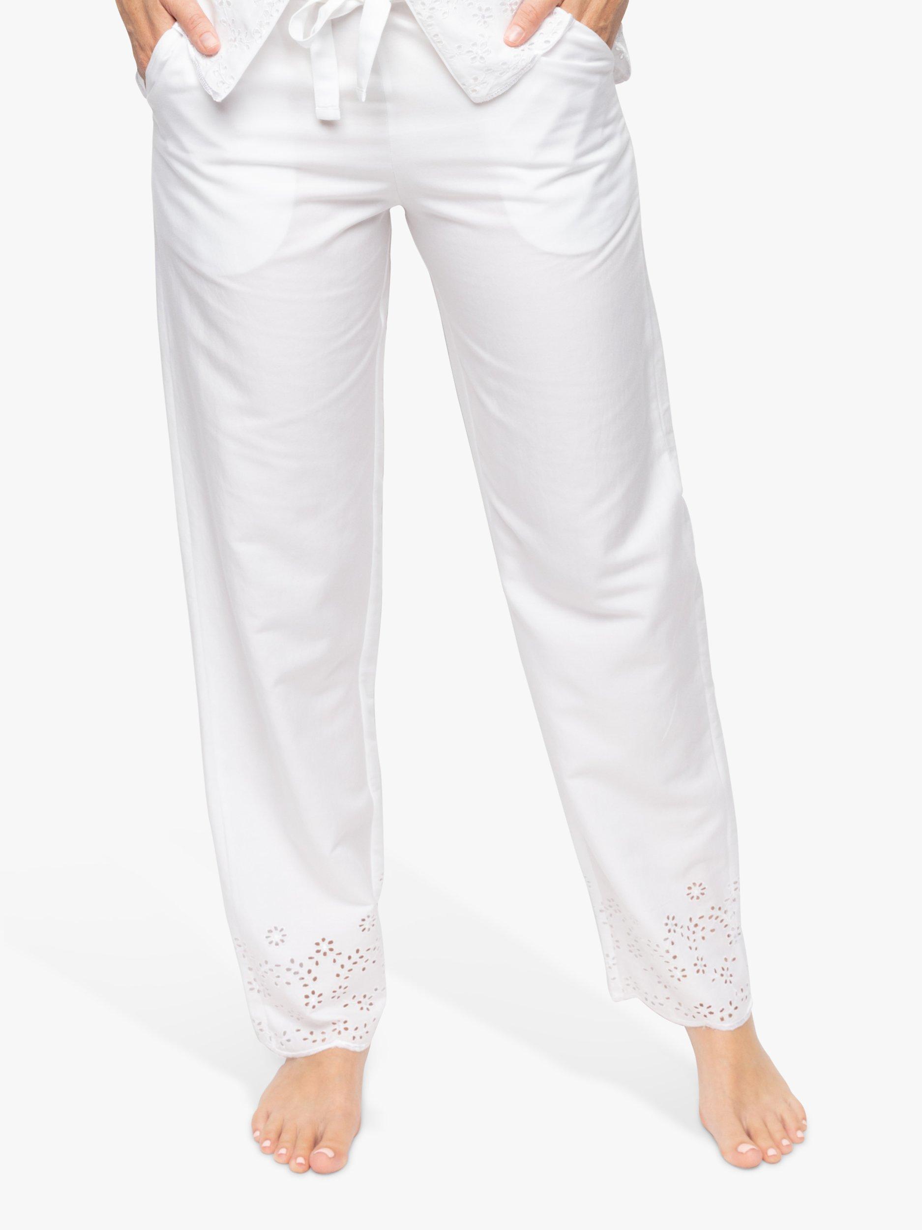 Product image 1 of 4, which shows Cyberjammies Saskia Embroidered Pyjama Bottoms, White, 12