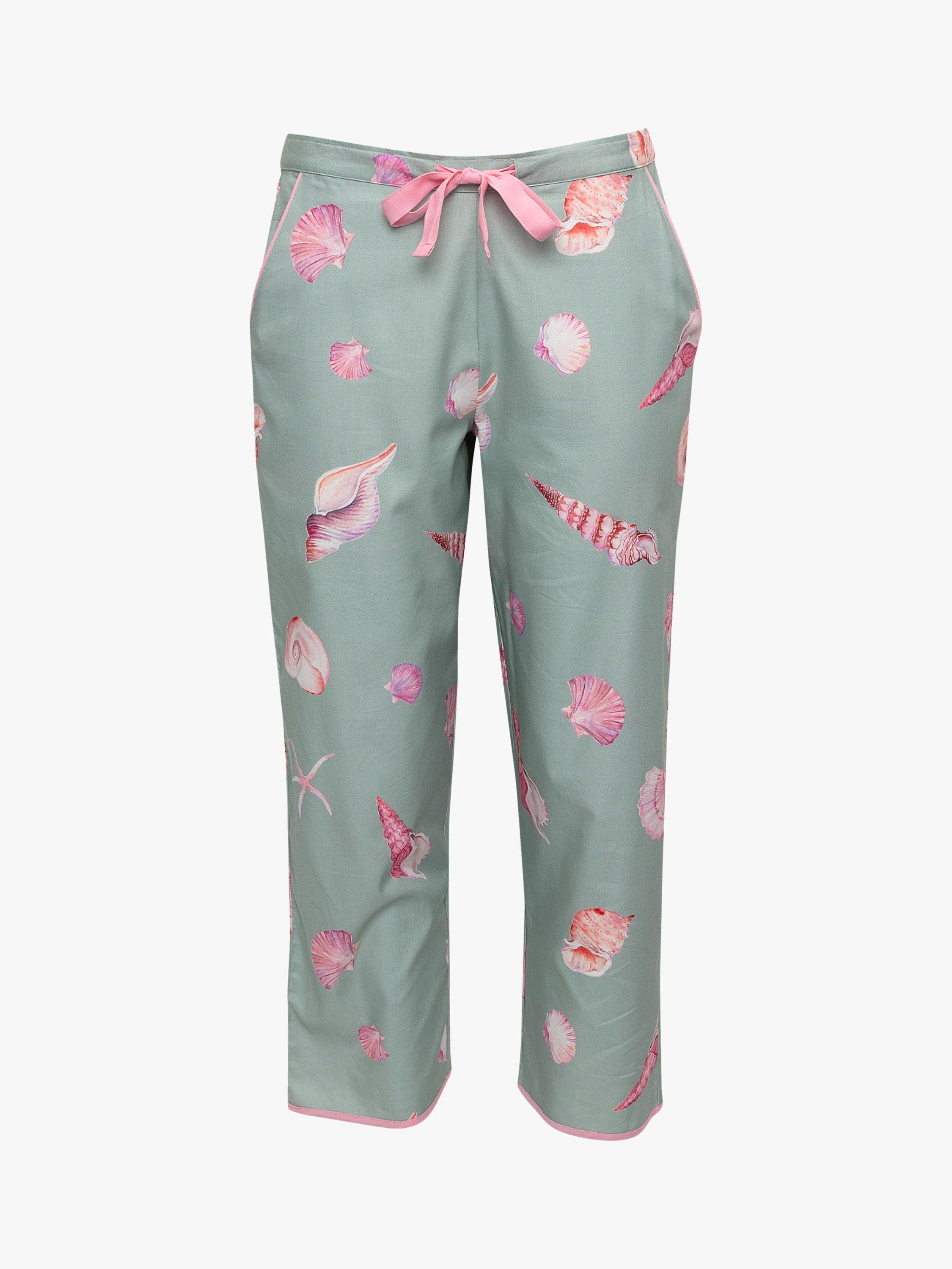 Product image 3 of 4, which shows Cyberjammies Seashell Print Cropped Pyjama Bottoms, Mint Green, 8