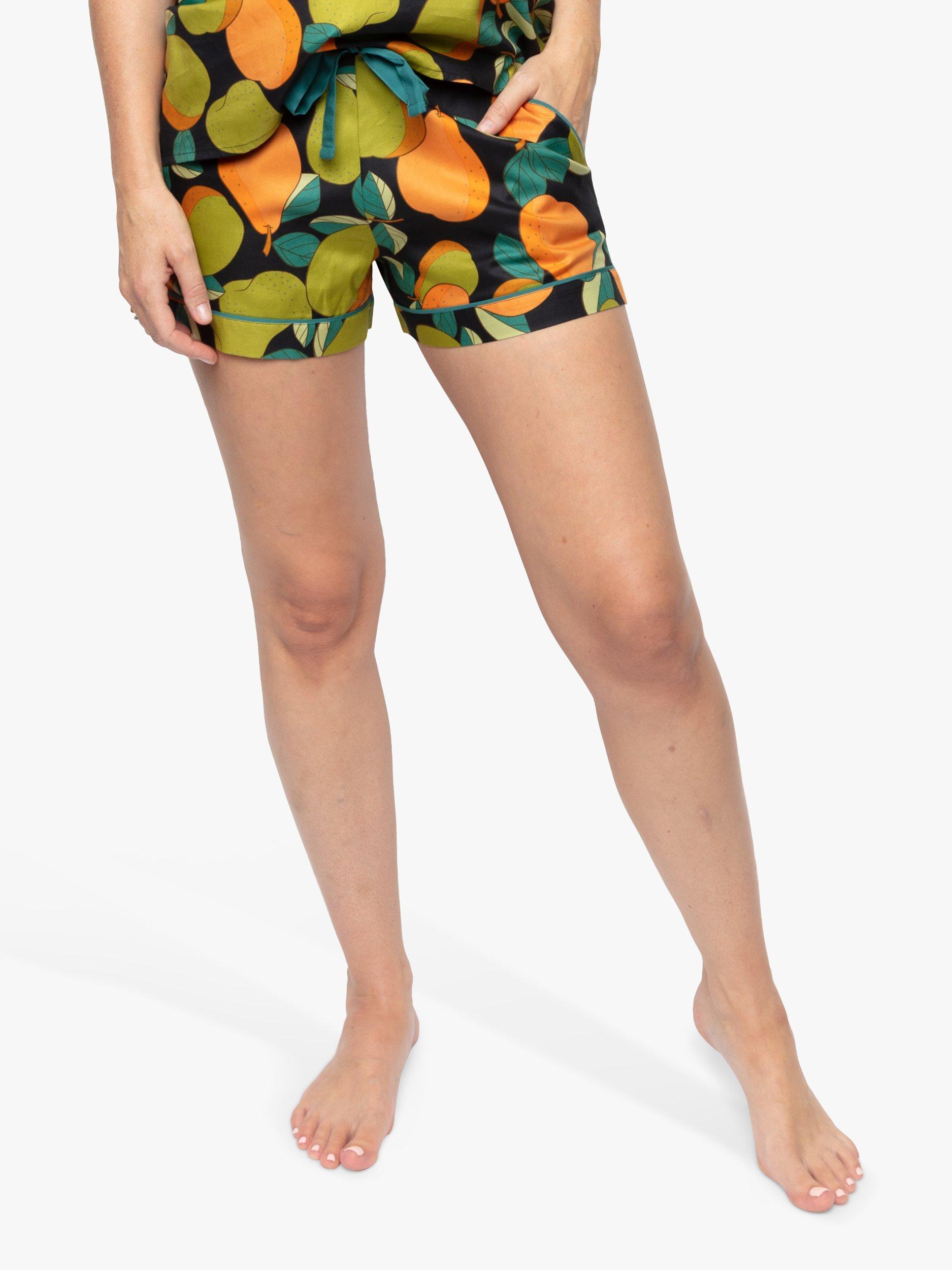 Product image 1 of 3, which shows Cyberjammies Flo Pear Print Pyjama Shorts, Navy/Multi, 8