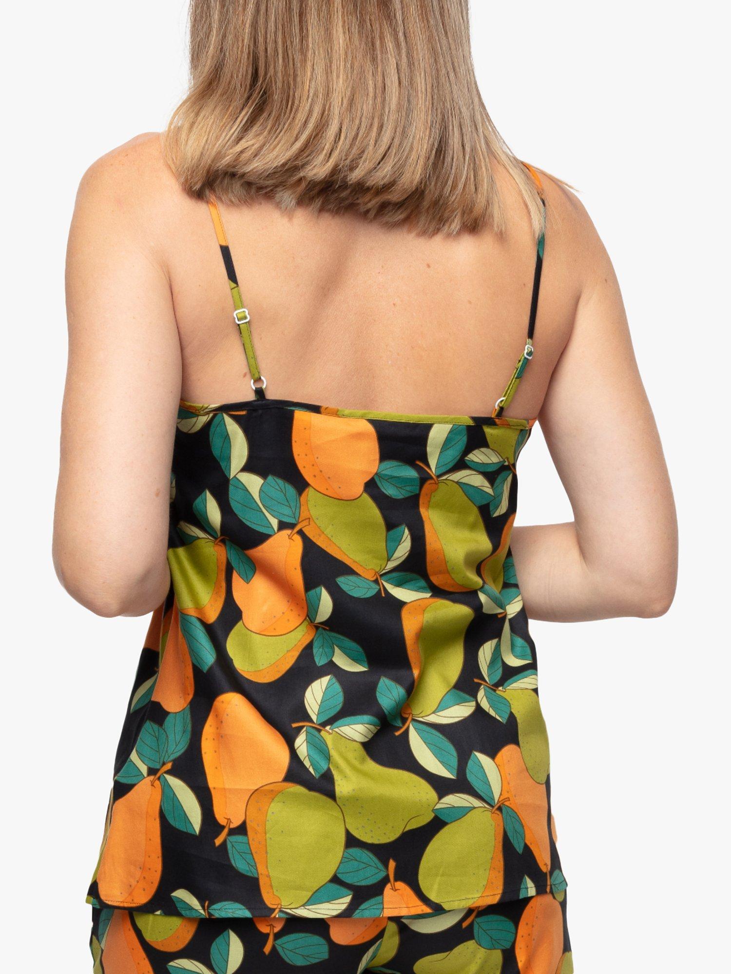 Product image 2 of 3, which shows Cyberjammies Flo Pear Print Cami Pyjama Top, Navy/Multi, 12