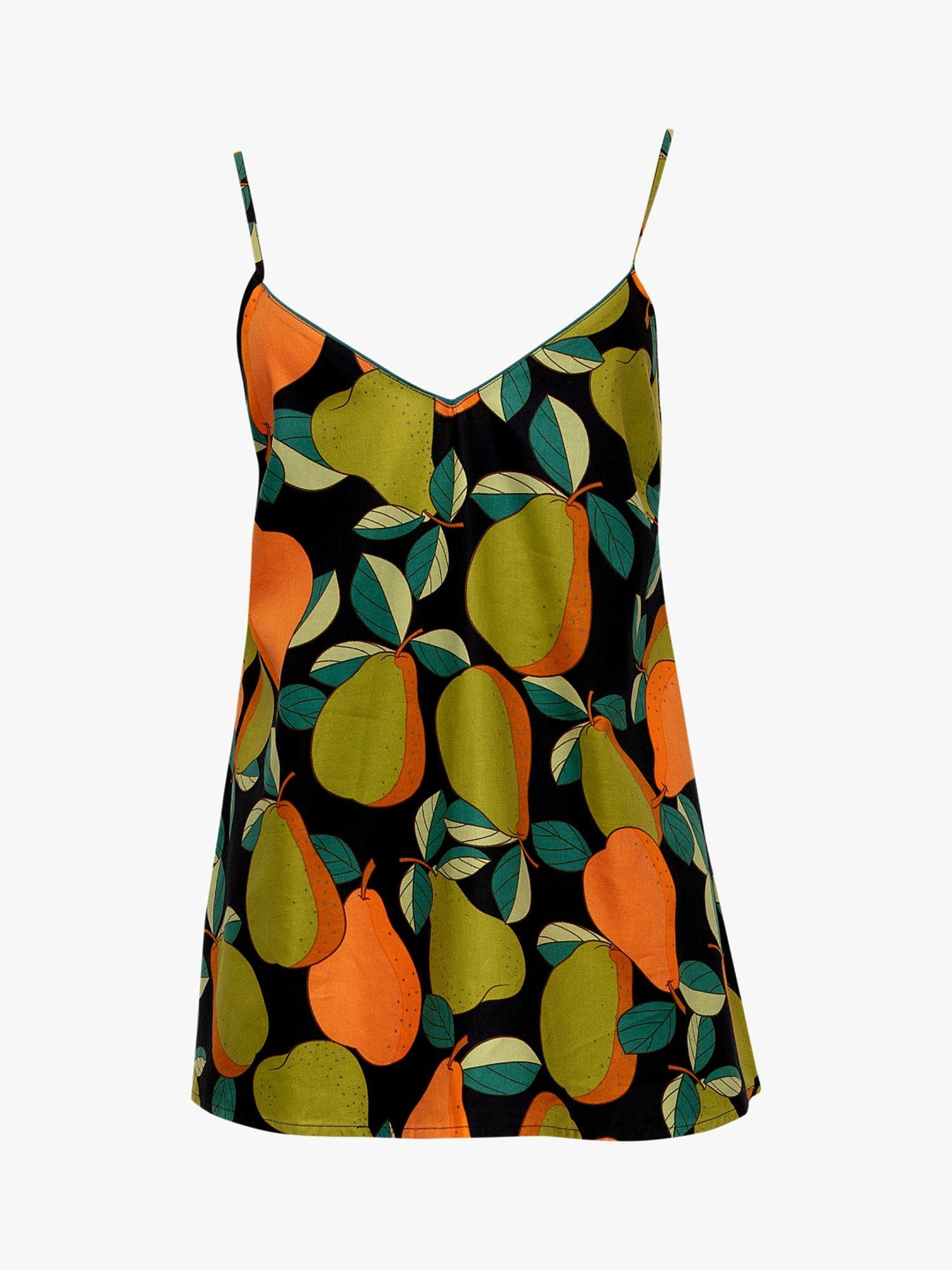 Product image 3 of 3, which shows Cyberjammies Flo Pear Print Cami Pyjama Top, Navy/Multi, 12