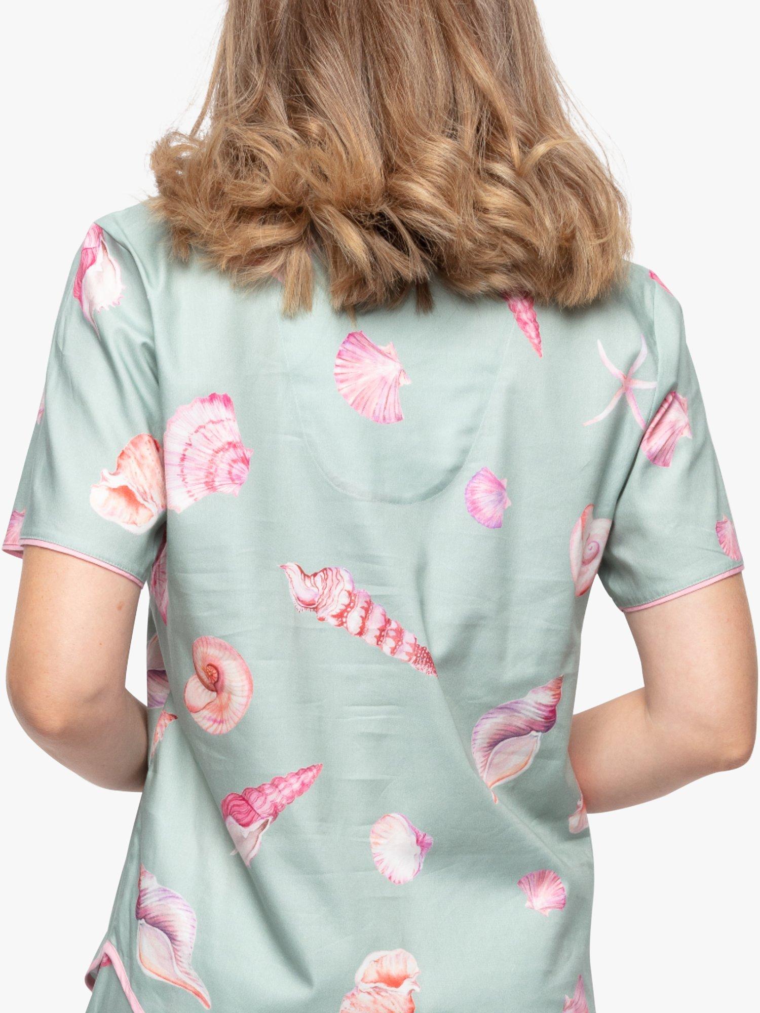 Product image 2 of 4, which shows Cyberjammies Seashell Print Pyjama Top, Mint Green, 14