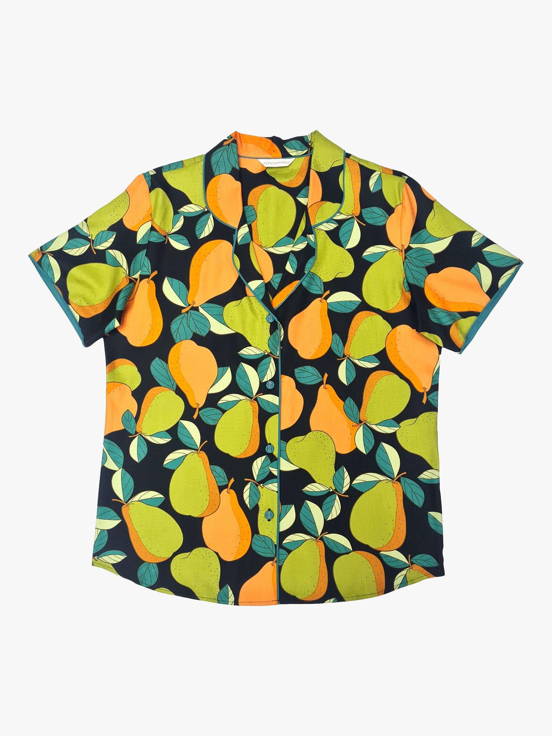Product image 3 of 3, which shows Cyberjammies Flo Pear Print Pyjama Top, Navy/Multi, 8