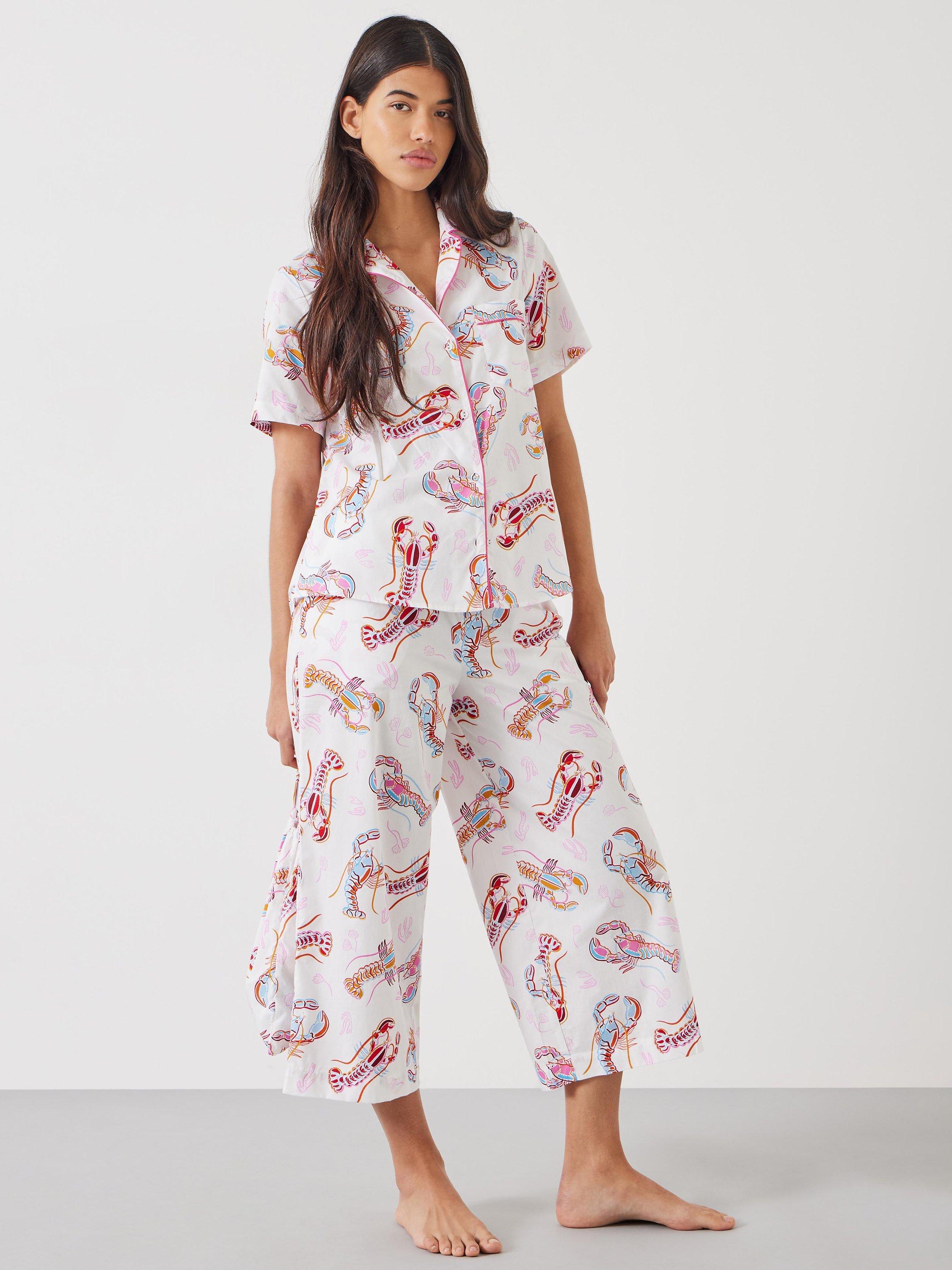 Product image 1 of 6, which shows HUSH Lyla Under The Sea Culotte Pyjama Set, White/Multi, White/Multi, XXS Regular