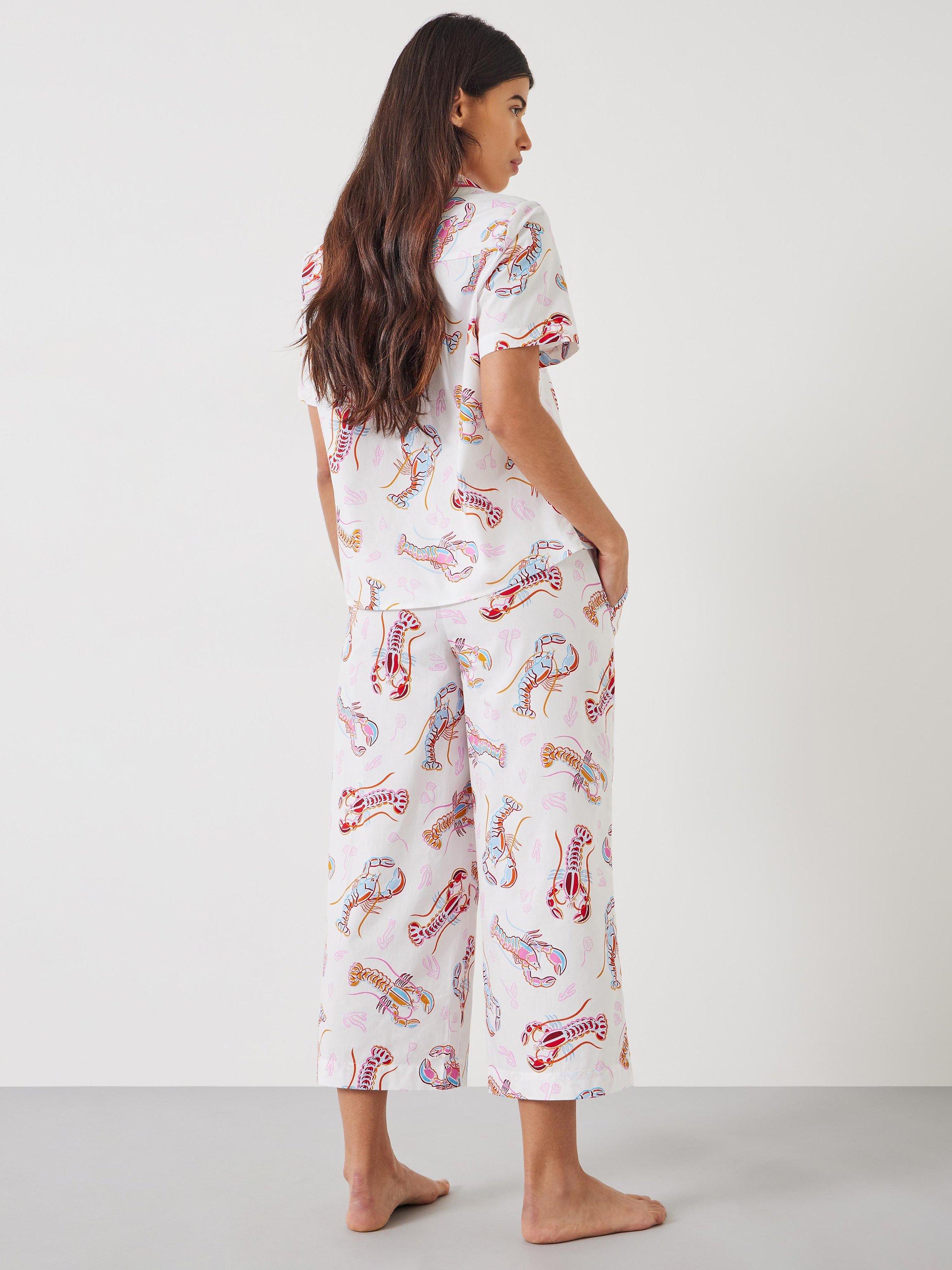 Product image 3 of 6, which shows HUSH Lyla Under The Sea Culotte Pyjama Set, White/Multi, White/Multi, XXS Regular