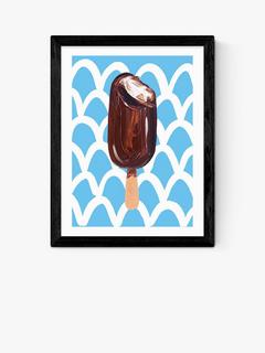 EAST END PRINTS Alice Straker 'Magnum on Blue' Framed Print, Black Frame, 33.4 x 28.4cm