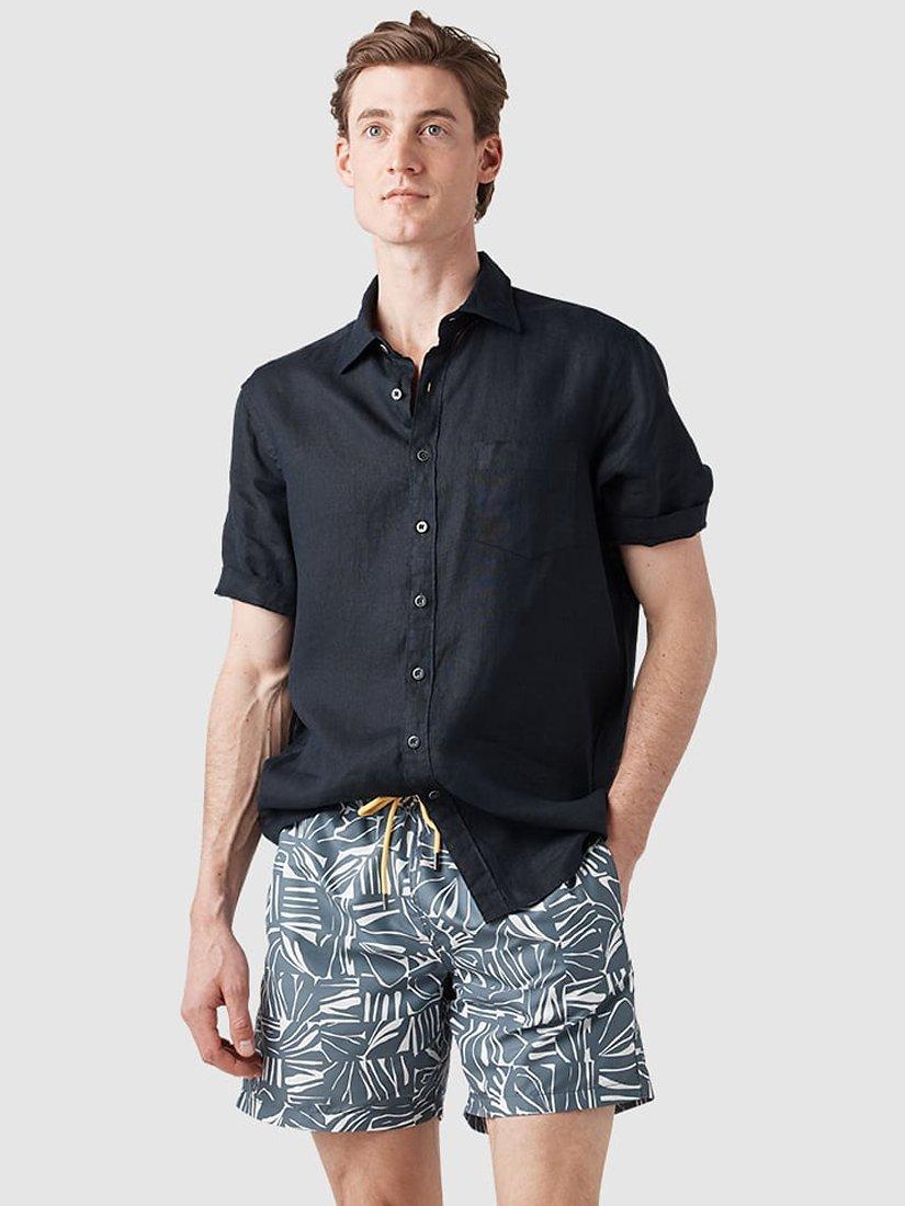 Rodd & Gunn Waiheke Short Sleeve Original Fit Linen Shirt, Midnight
