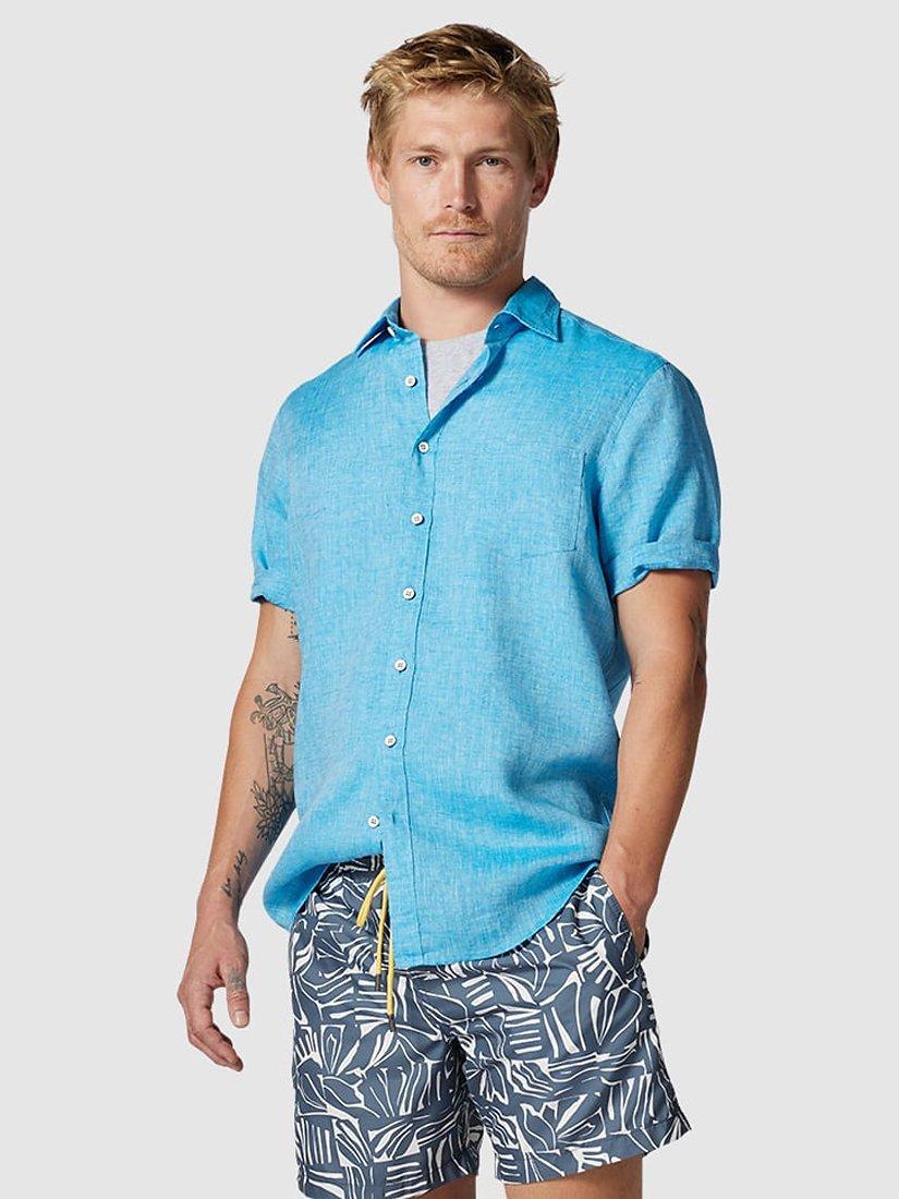 Rodd & Gunn Waiheke Short Sleeve Original Fit Linen Shirt, Cobalt