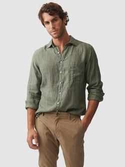 Rodd & Gunn Coromandel Linen Slim Fit Long Sleeve Shirt, Kelp