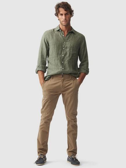 Rodd & Gunn Coromandel Linen Slim Fit Long Sleeve Shirt - view 2, Kelp