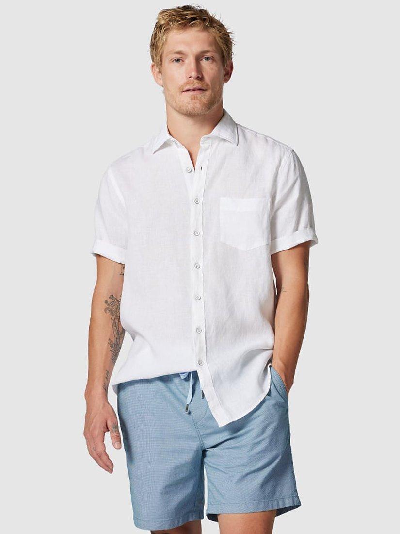 Rodd & Gunn Waiheke Short Sleeve Original Fit Linen Shirt, Snow