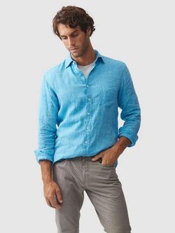 Rodd & Gunn Coromandel Linen Slim Fit Long Sleeve Shirt, Cobalt