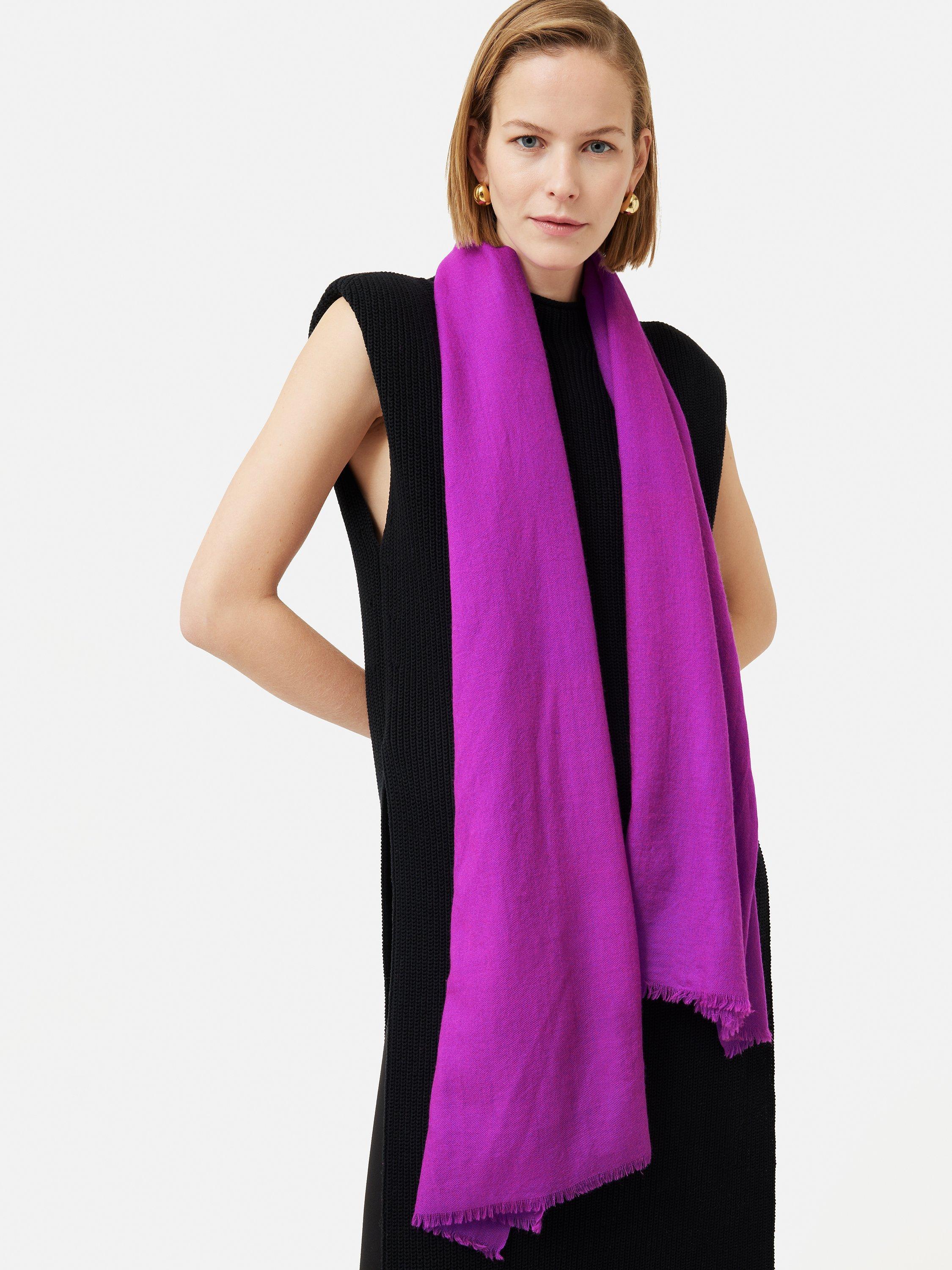 Jigsaw Wool Silk Pashmina, Purple, One Size