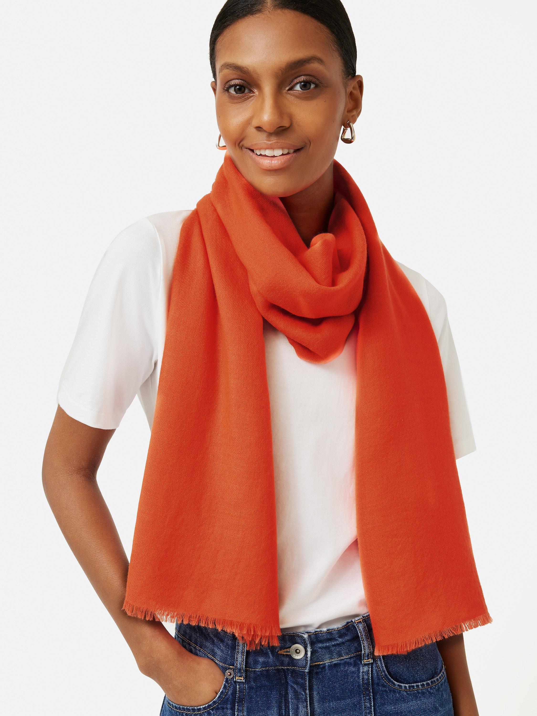 Jigsaw Wool Silk Pashmina, Orange, One Size