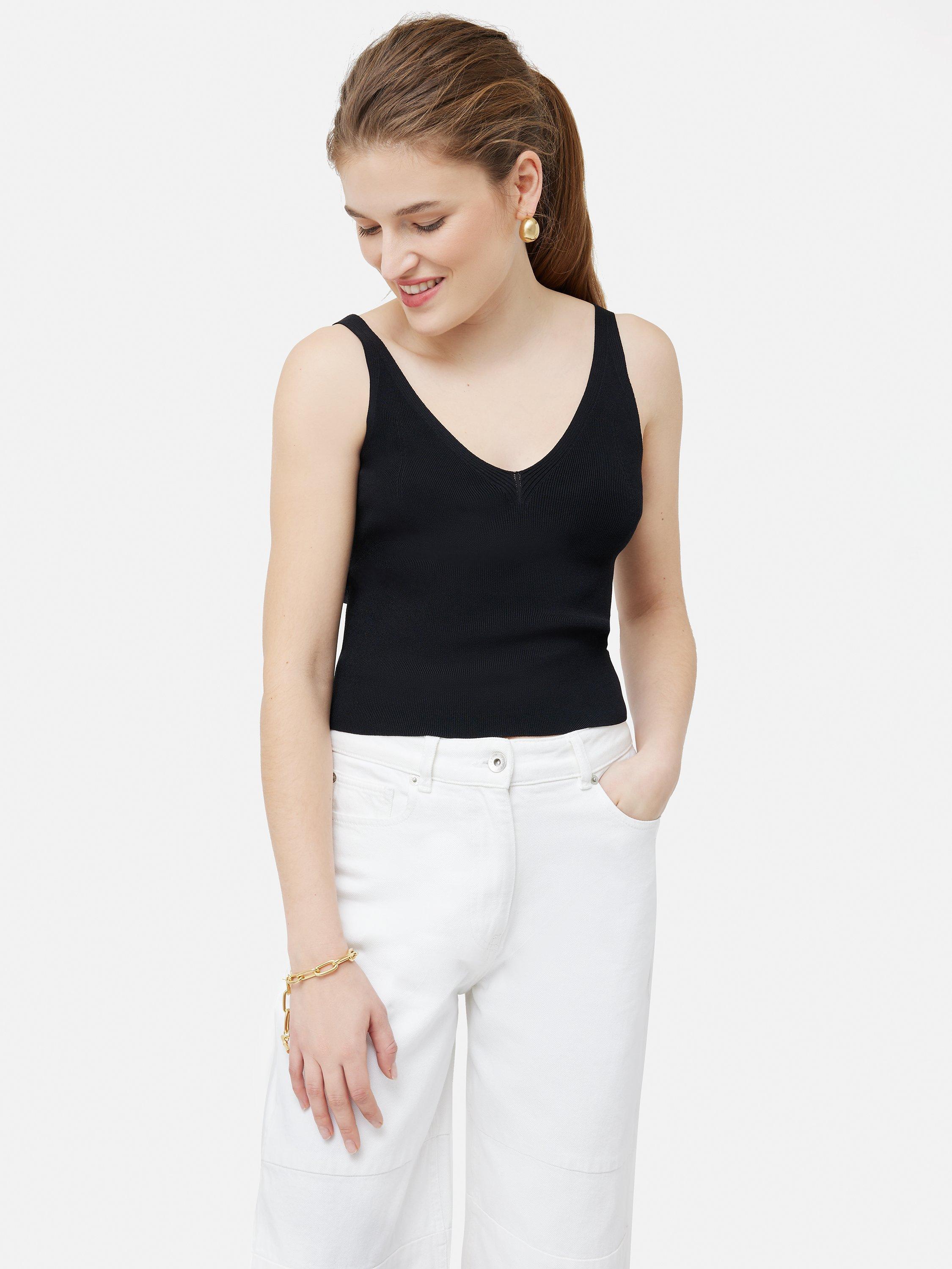 Jigsaw Knitted Cropped Tank Top, Black