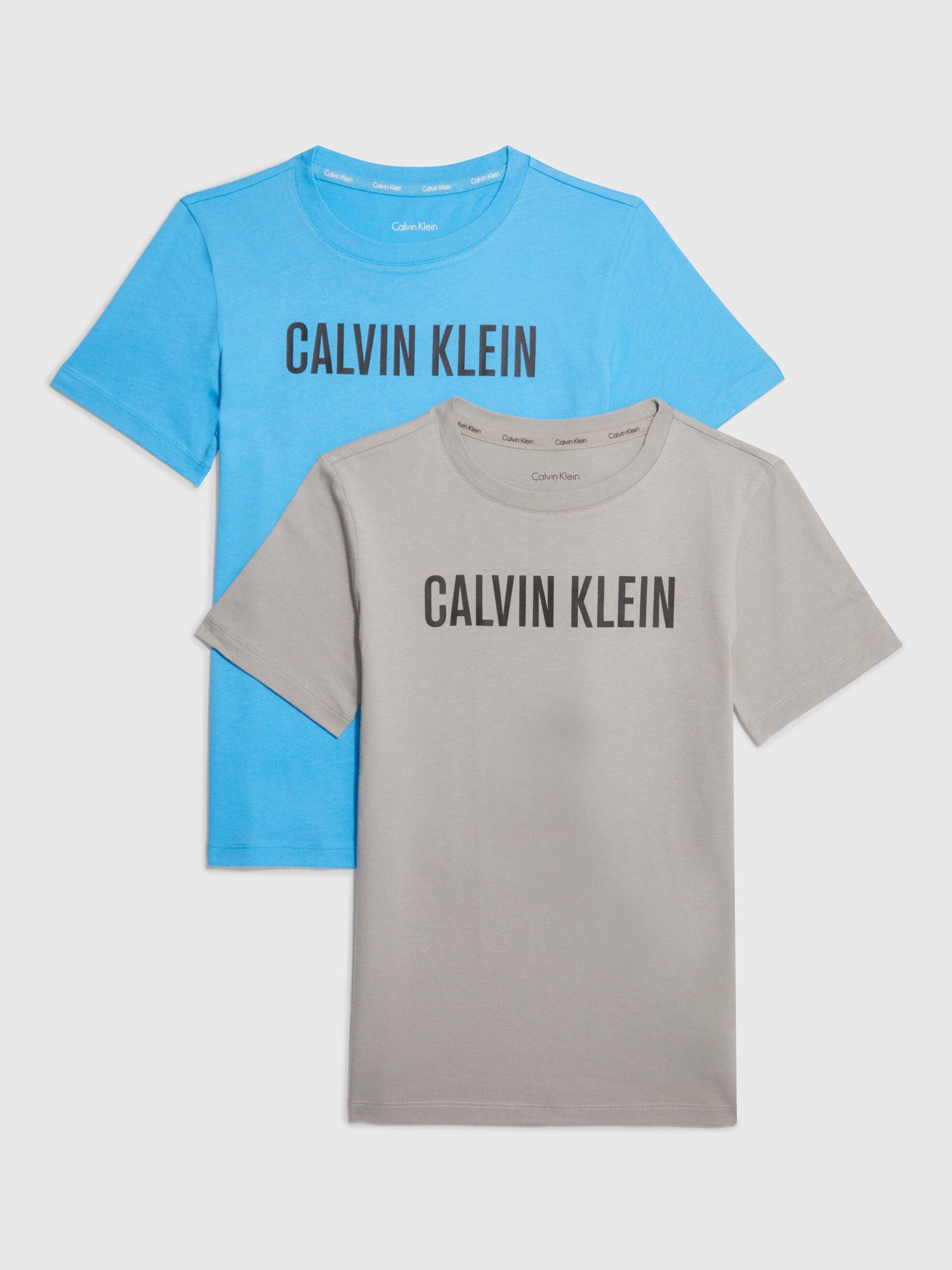 Calvin Klein Kids' Cotton Logo T-Shirt, Pack of 2, Pebblestone