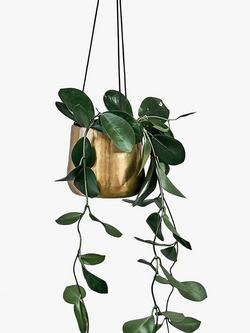 Nkuku Atsu Hanging Brass Planter - view 2, Antique Brass