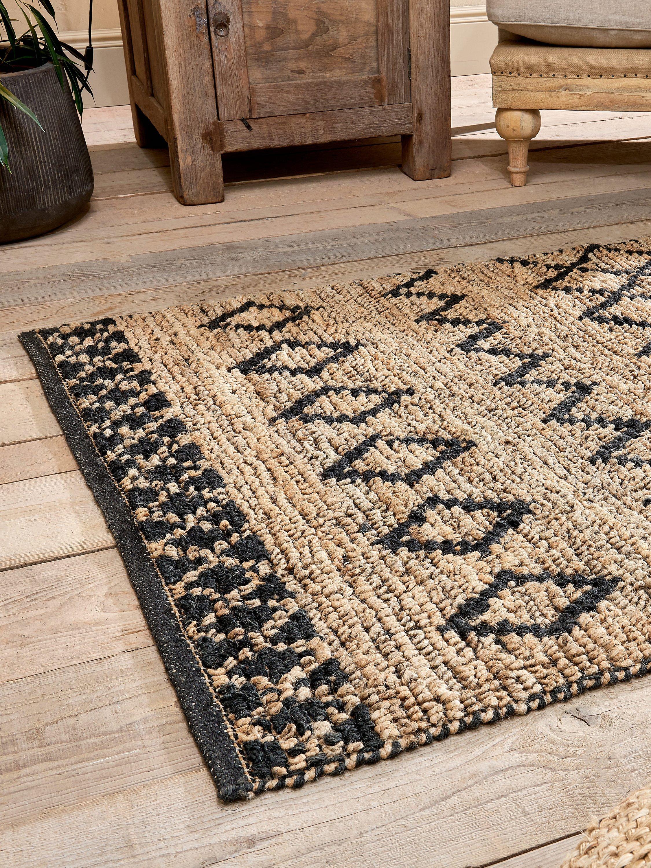 Nkuku Ambara Jute Rug, Black/Neutral