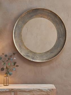 nkuku Yakira Round Wall Mirror, Antique Brass, Antique Brass