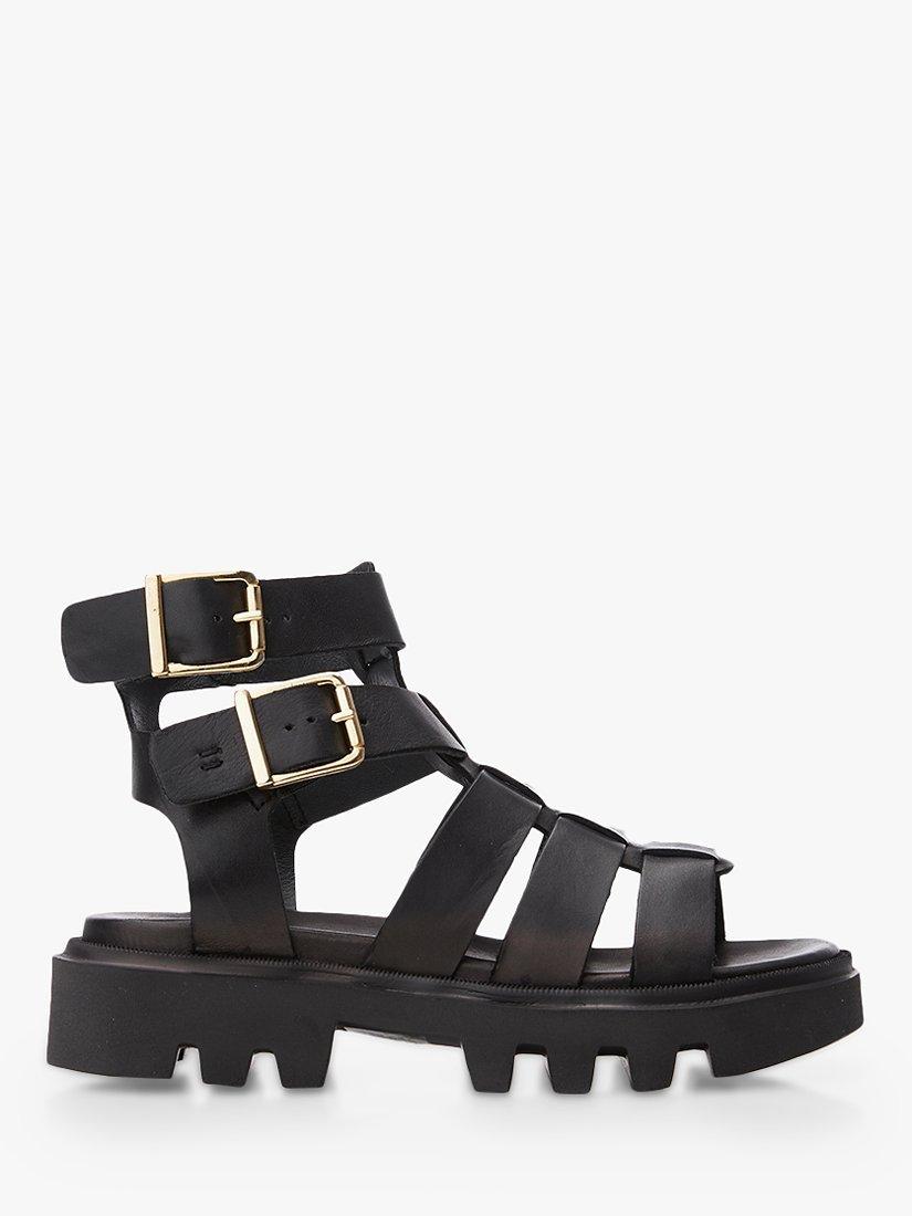 Moda in Pelle India Leather Gladiator Sandals, Black