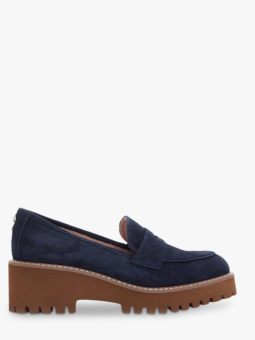Moda in Pelle Florense Suede Chunky Loafers, Navy