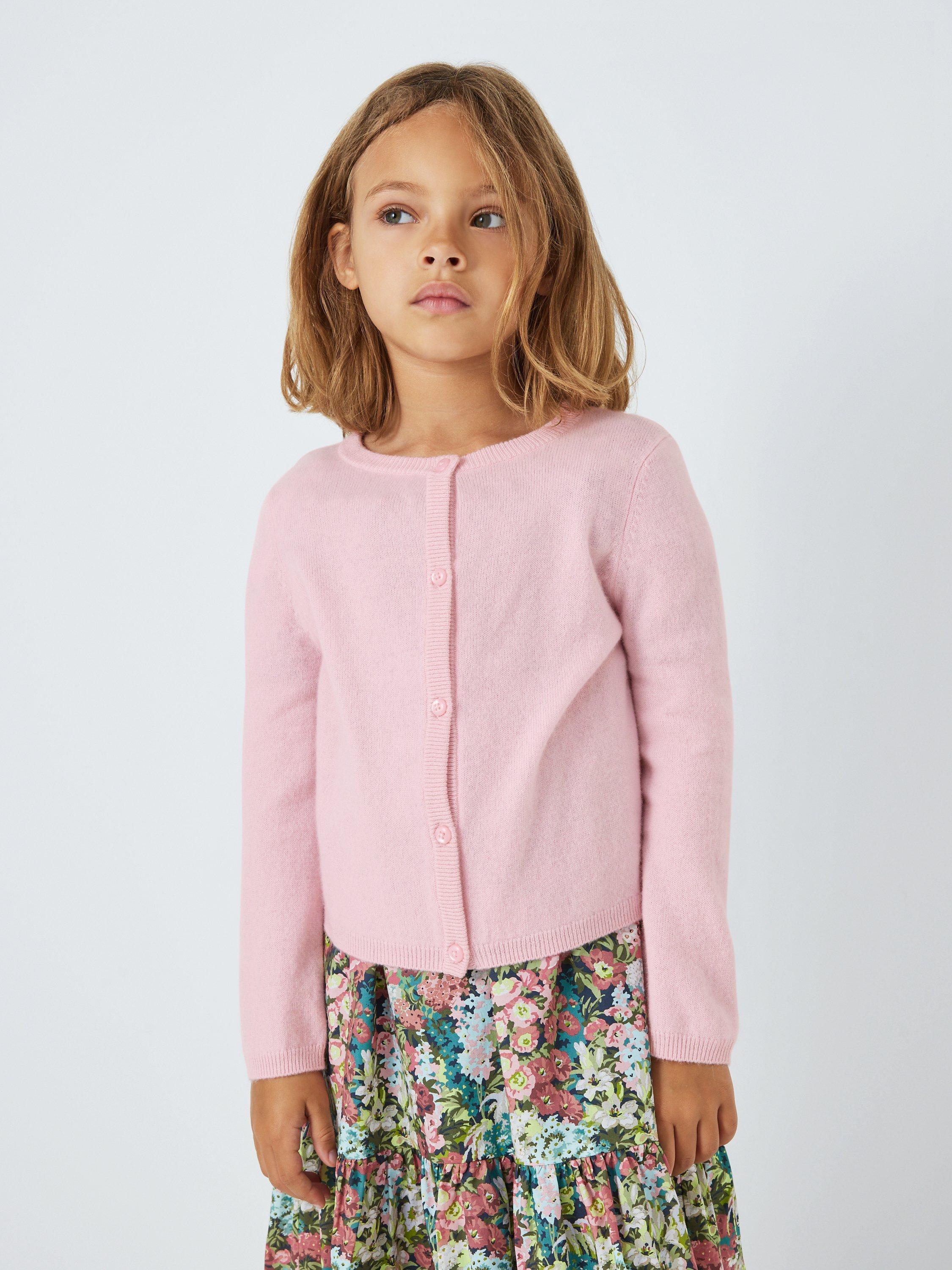 John Lewis Heirloom Collection Kids' Plain Cashmere Cardigan, Pink