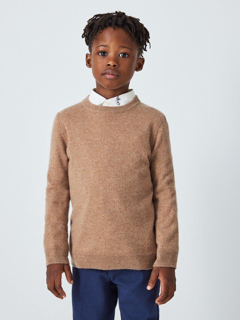 John Lewis Heirloom Collection Kids' Plain Cashmere Jumper, Camel, 9 years