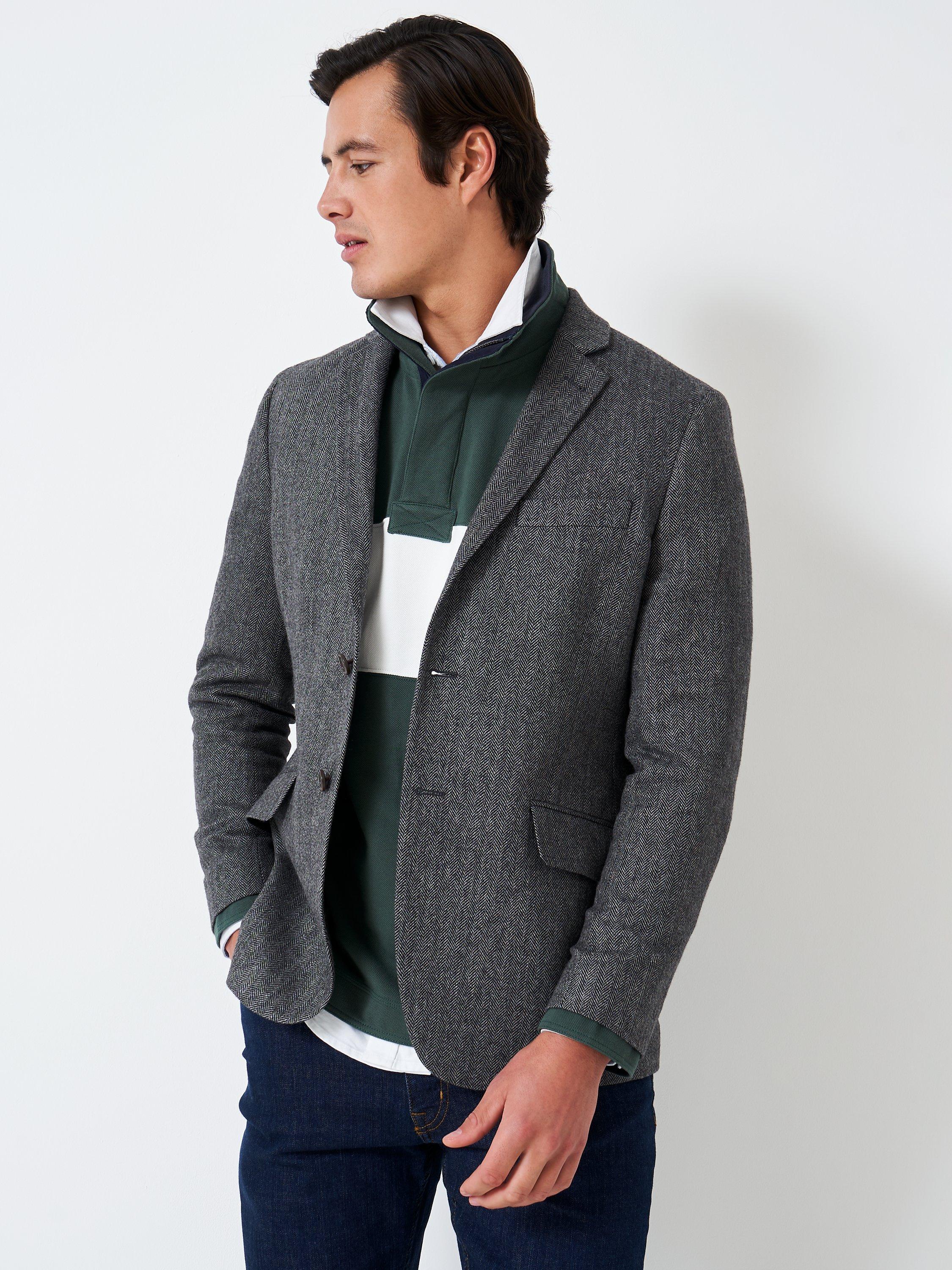 Crew Clothing Wool Blend Blazer, Dark Grey
