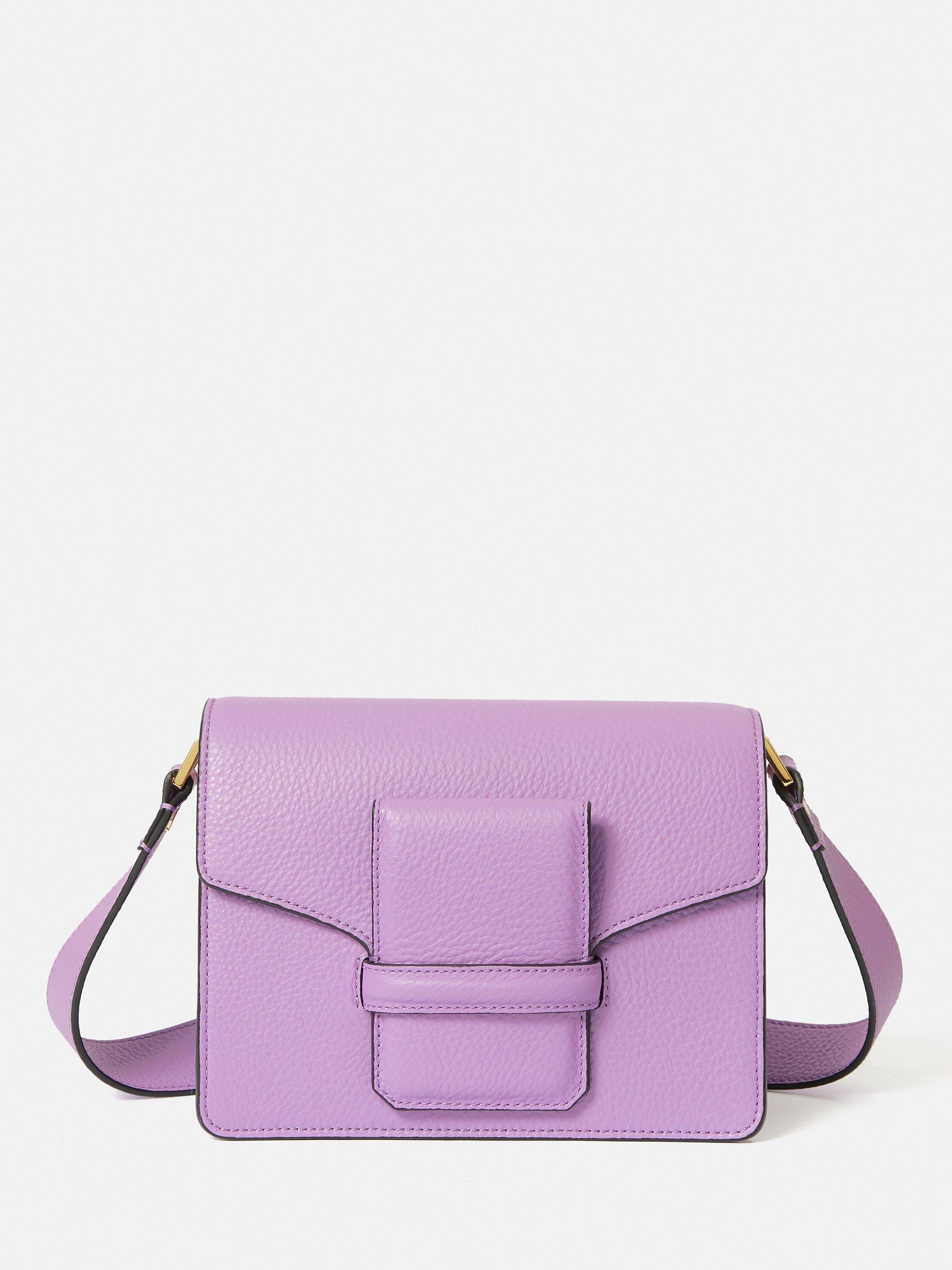 Jigsaw Ada Leather Cross Body Bag, Purple