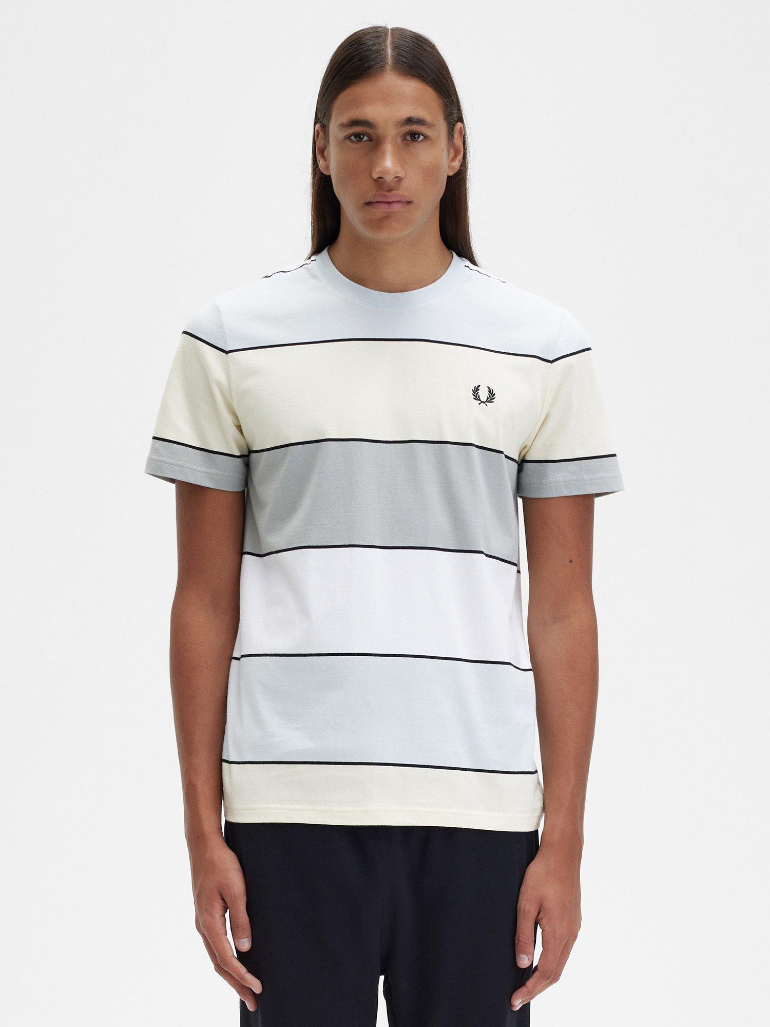 Fred Perry Bold Stripe Crew Neck T-Shirt, Ice Cream