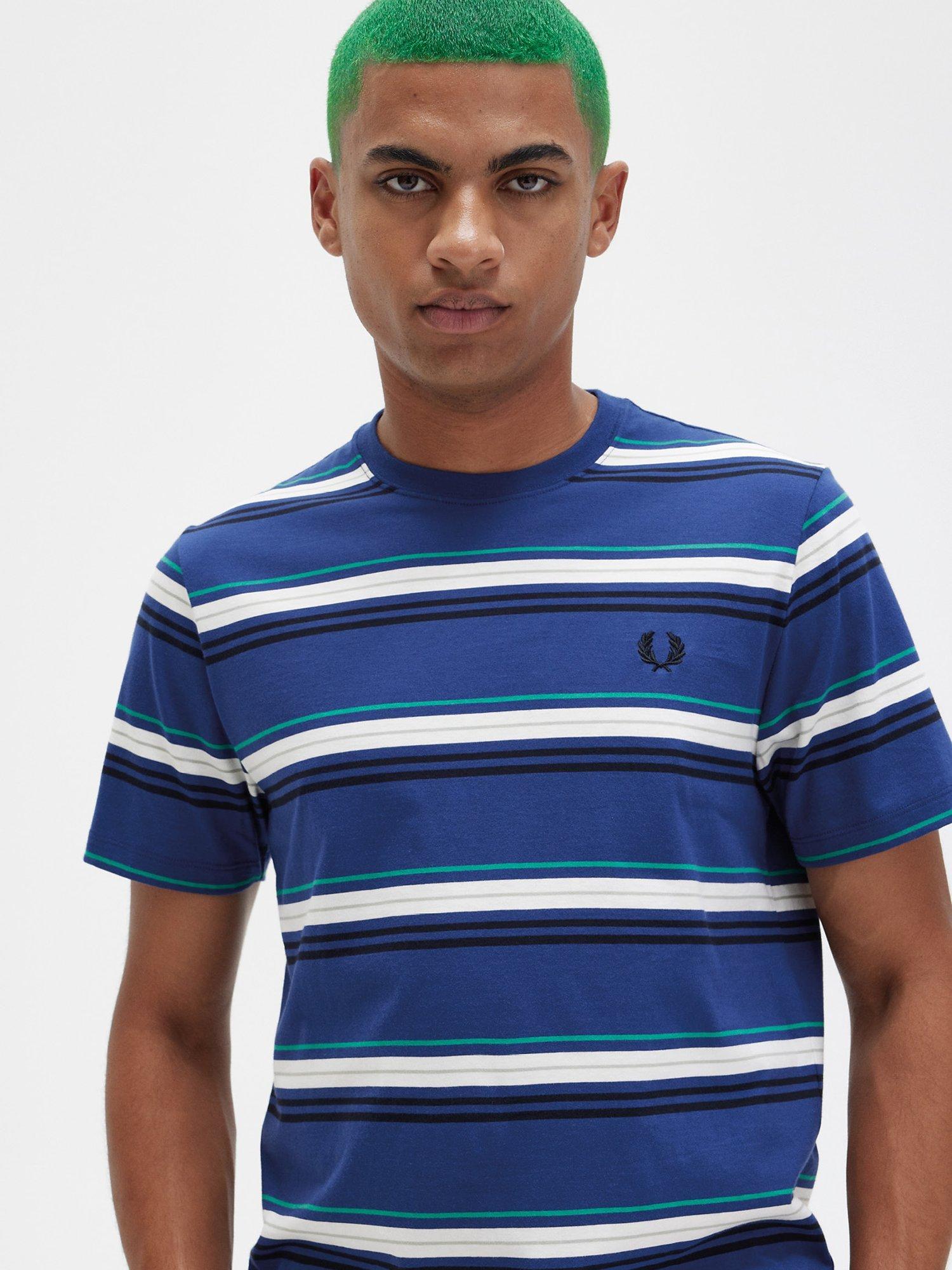 Fred Perry Stripe Crew Neck T-Shirt, French Navy, S
