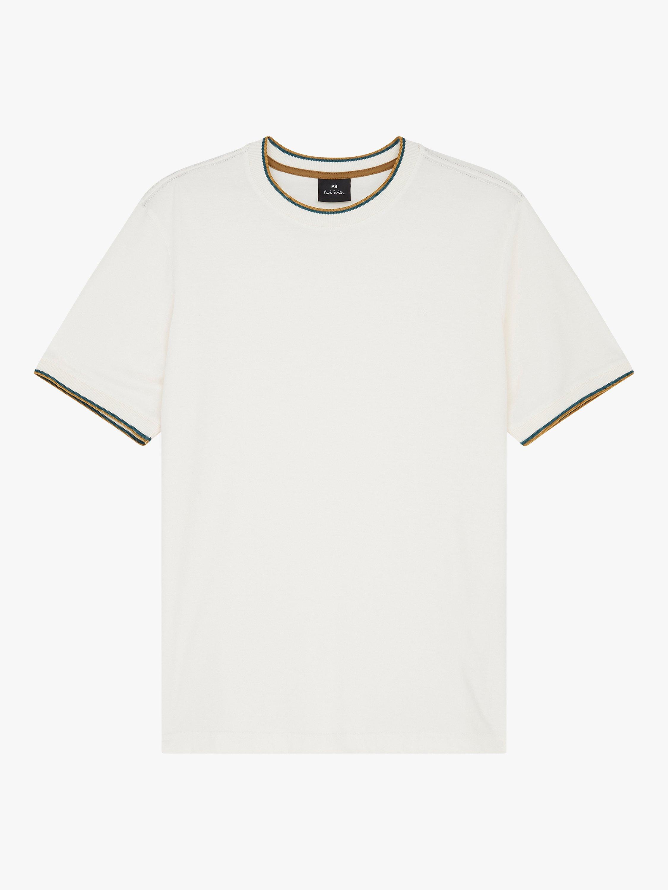 Paul Smith Contrast Trim Organic Cotton T-Shirt, White, L