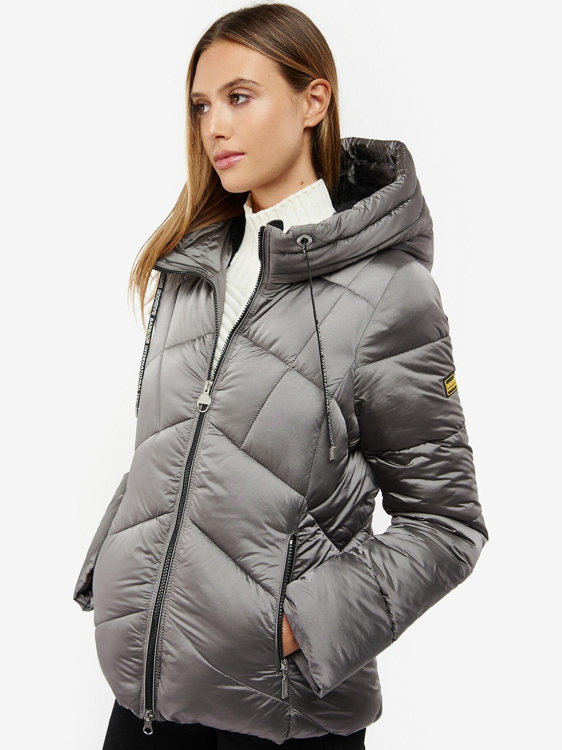 Barbour International Two Tone Valle Quilted Jacket, Chrome