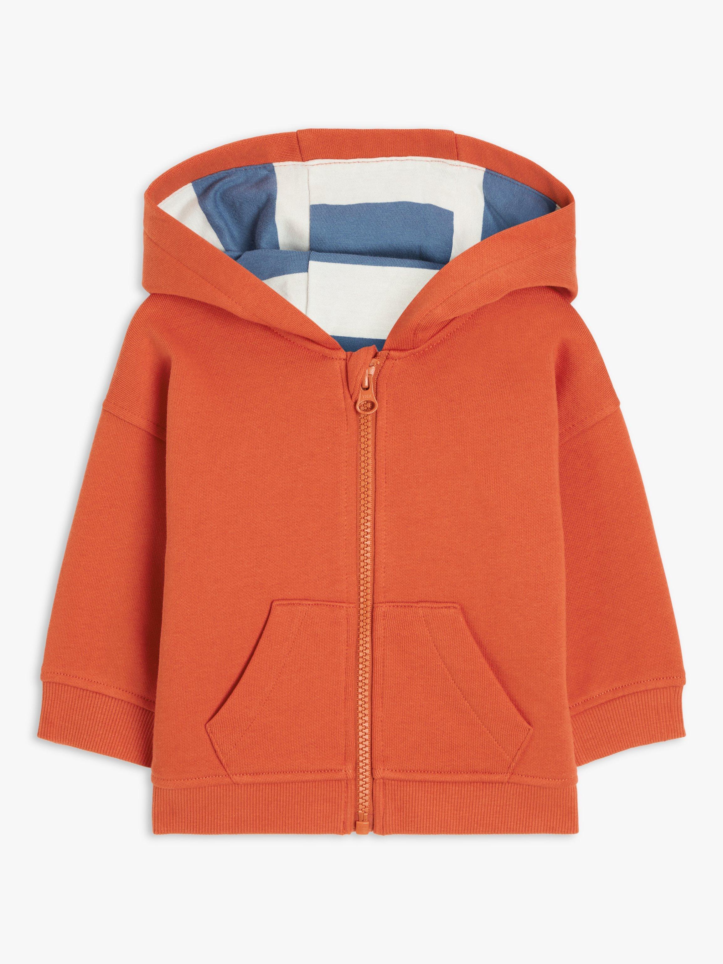 John Lewis ANYDAY Baby Zip-Up Lined Hoodie, Orange