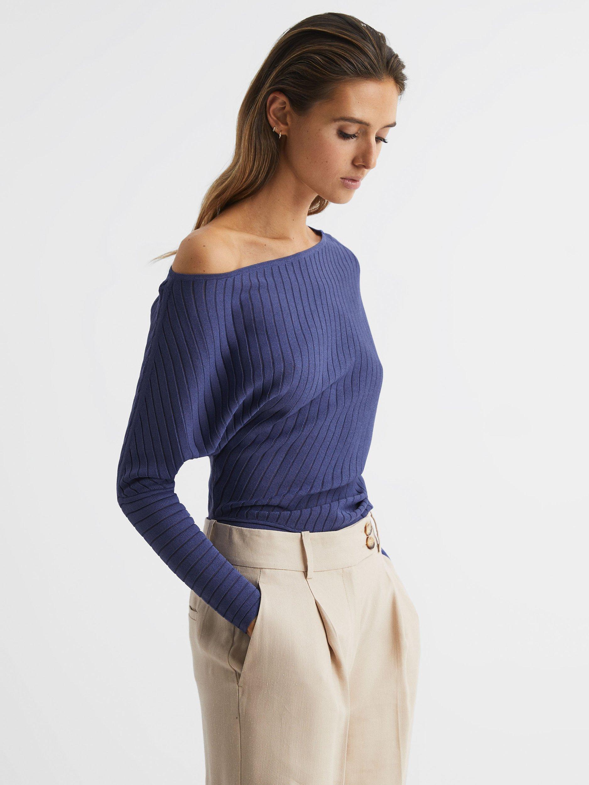 Reiss Sage Off The Shoulder Jumper, Navy, M
