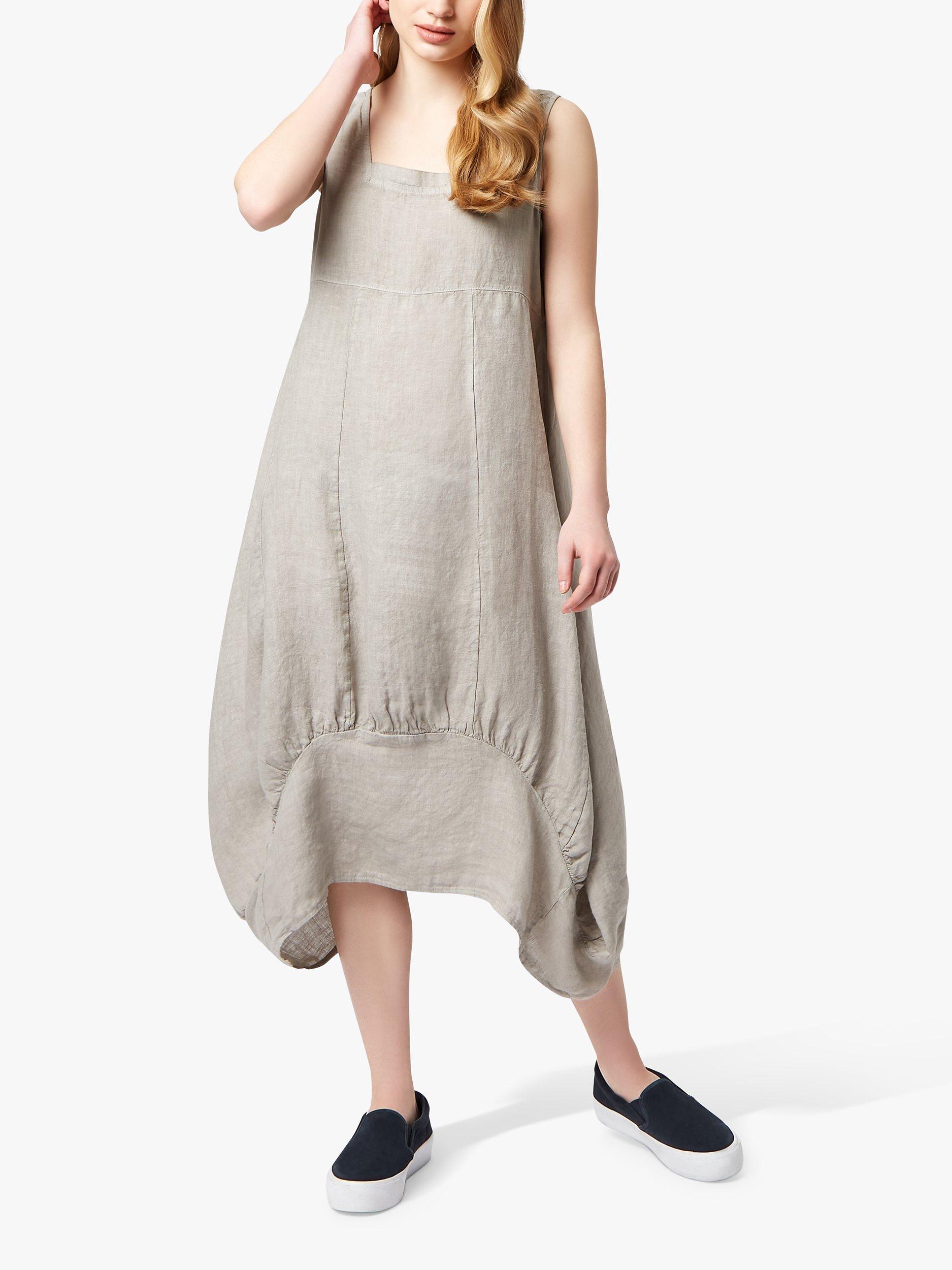 James Lakeland Balloon Shape Square Neck Linen Dress, Taupe