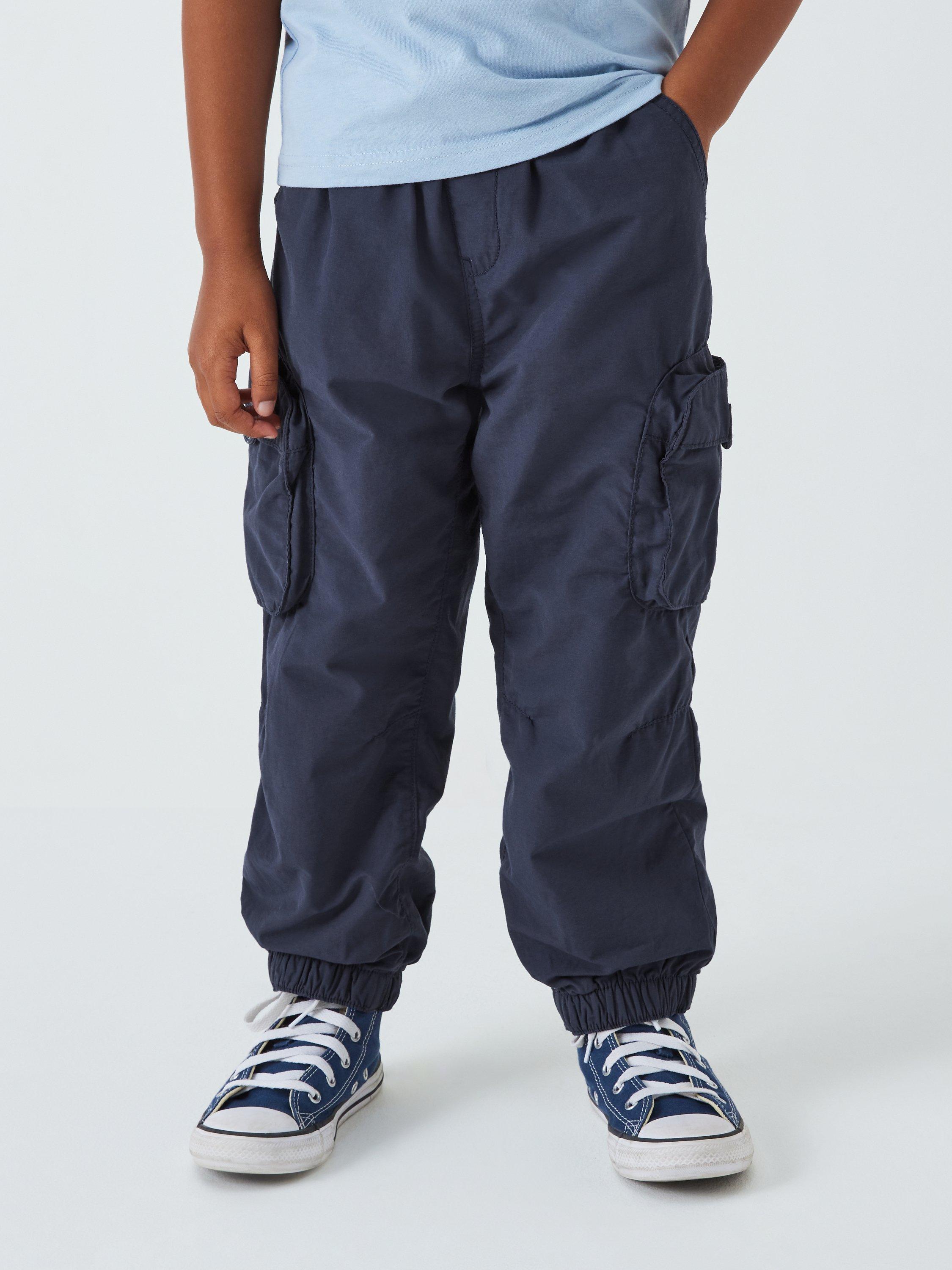 John Lewis Kids' Plain Jersey Lined Cargo Trousers, Blue
