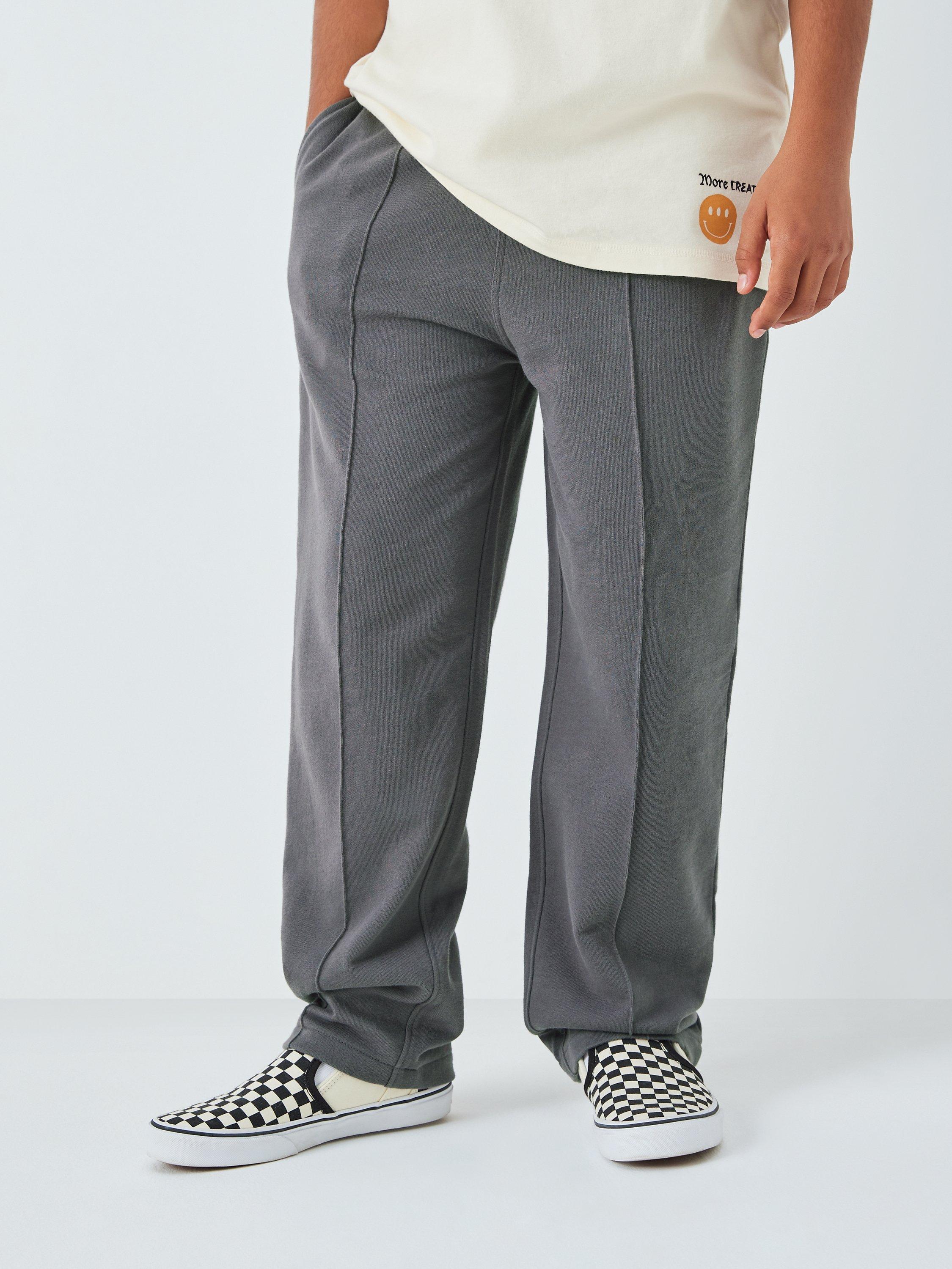 John Lewis Kids' Plain Pleat Straight Cut Joggers, Grey