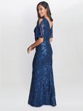 Gina Bacconi Jeselle Floral Sequin Evening Dress, Navy