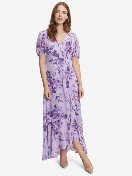 Gina Bacconi Elda Floral Print Maxi Dress, Lilac, Lilac