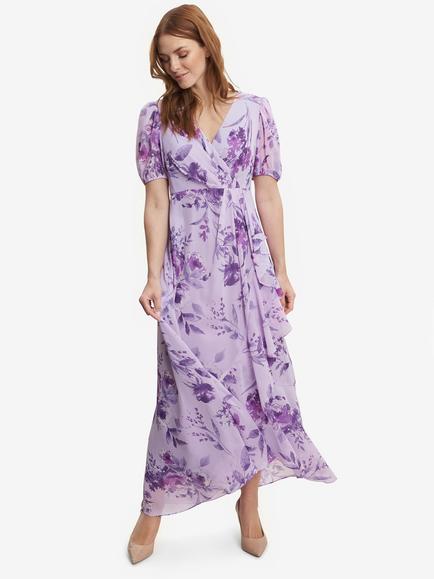 Gina Bacconi Elda Floral Print Maxi Dress, Lilac - view 2, Lilac