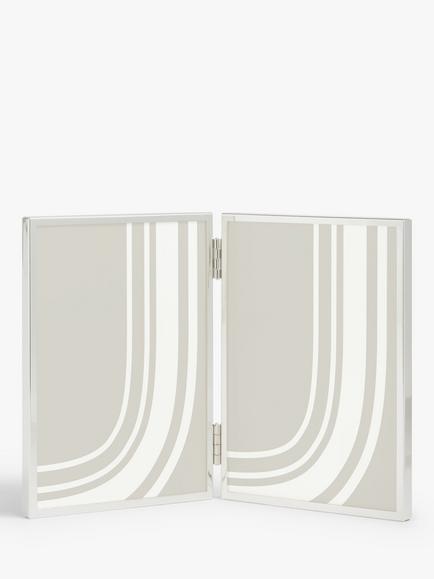 John Lewis Daya Double Photo Frame, Silver Plated, Silver