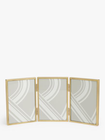John Lewis Daya Triple Photo Frame, Brushed Brass