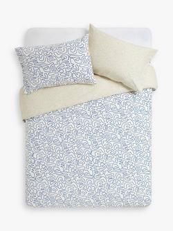 John Lewis ANYDAY Scribble Reversible Cotton Duvet Cover Set, Blue